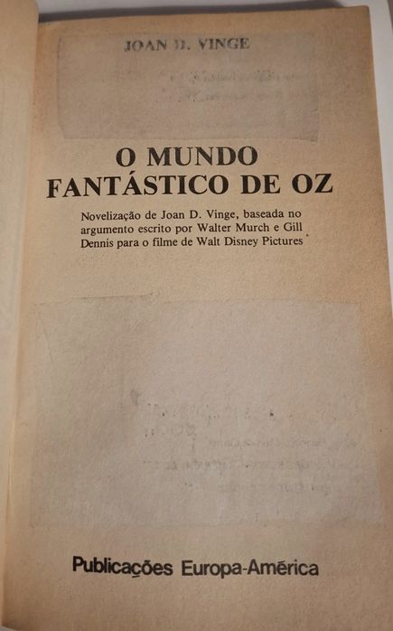 "O Mundo Fantástico de Oz" (1985), Coleção Livros de Bolso Disney, Europa