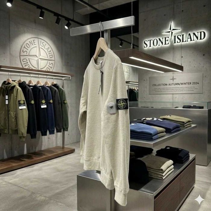 Толстовка Новая Stone Island - Свитшот Бежевый Стоник