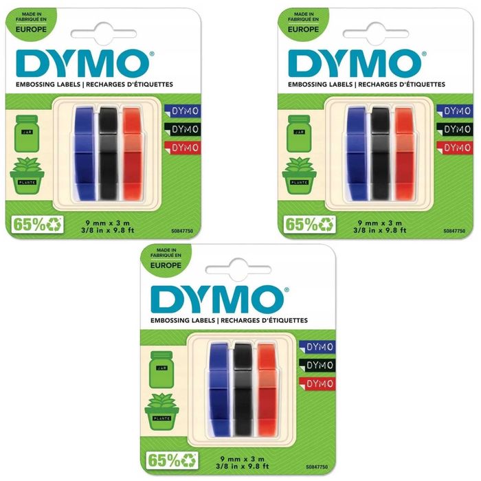 9 x Dymo Taśma 3d Wytłaczarka Omega 9mm X 3m, 3x 3 Sztuki Mix Zestaw