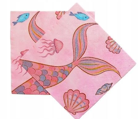 Serwetki papierowe ogon syrenki syrena różówe dekoracja urodziny 20szt