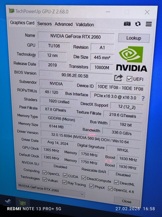 GeForce RTX2060 6GB Palit