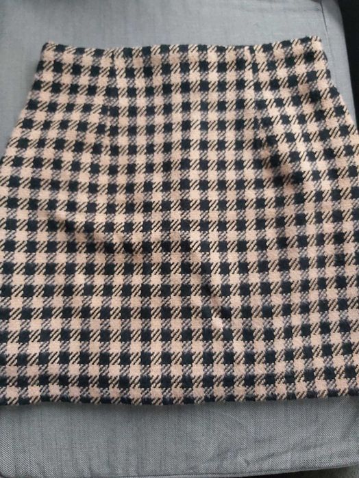 Spódnica w kratkę jesień/zima rozmiar S, wełna
