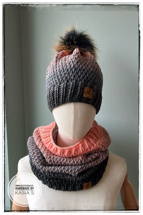 Komplet, czapka, komin, handmade , rękodzieło
