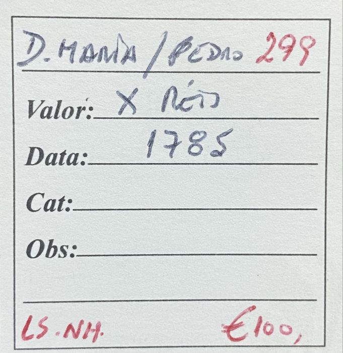 Moeda  299 - X Reis D MARIA/PEDRO 1785