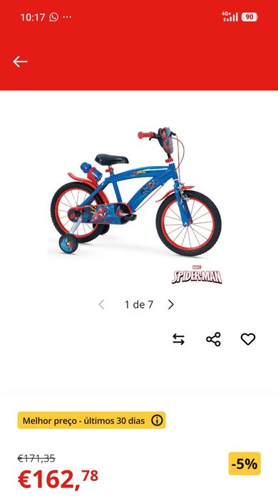 Vendo bicicleta do homem aranha como nova