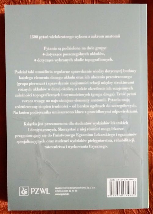 Anatomia człowieka 1500 pytań testowych red. Florian Czerwiński