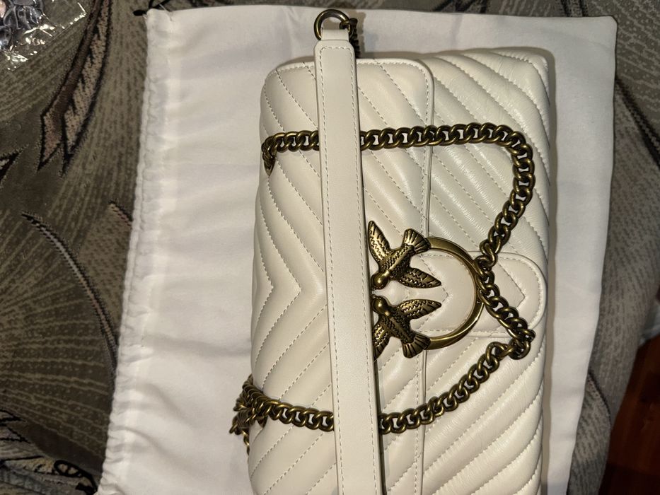 Біла шкіряна сумка Pinko