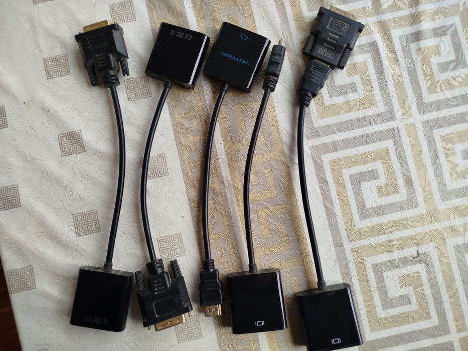 Переходники, кабеля  HDMI на VGA и  DVI на VGA
