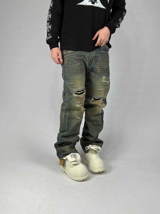 Джинси сині baggy faded jeans archive opium distressed джинсы