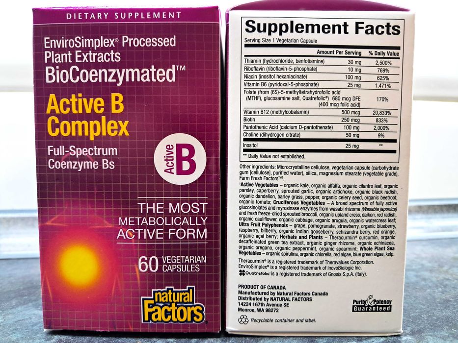Natural Factors, BioCoenzymated Active B Complex (60 капс.) витамины В