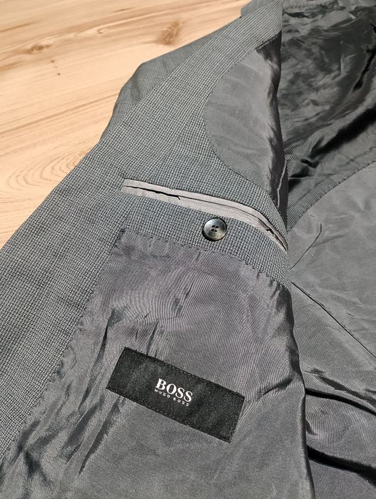 Szara Wełniana Marynarka Hugo Boss