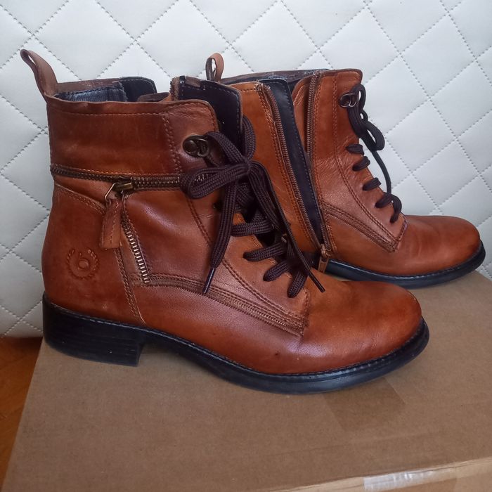 Bugatti, damskie botki lekko ocieplane roz. 38, skóra naturalna .