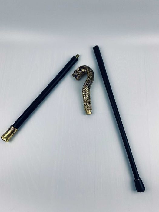 ZŁOTA METALOWA Laska Kolekcjonerska Kula Do Podpierania Głowa Węża
