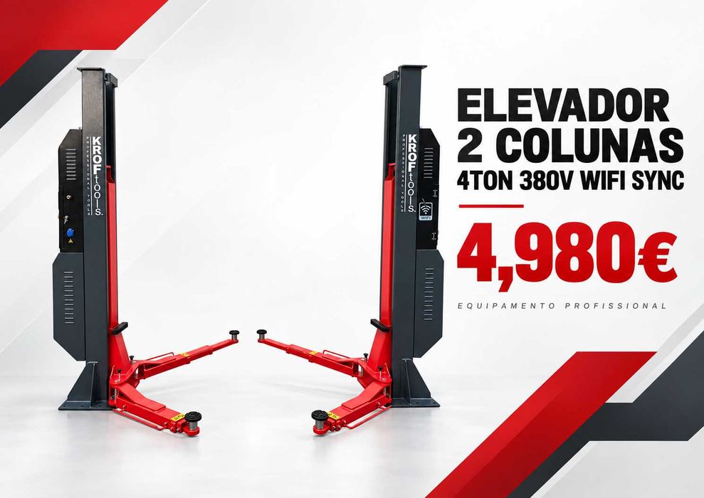 *NOVO* Elevador Topo de Gama Duas Colunas 4000 Kg / 4 Toneladas WIFI SYNC 380V / Trifásico  LL29