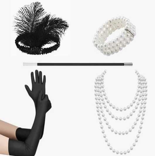 Zestaw Retro lata 20 Nowy 5 części karnawał przebranie kostium