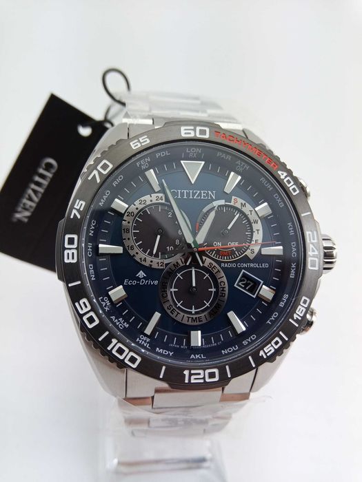 Японские часы Citizen CB5034-58L радиосигнал, вечник, сапфир, тахиметр