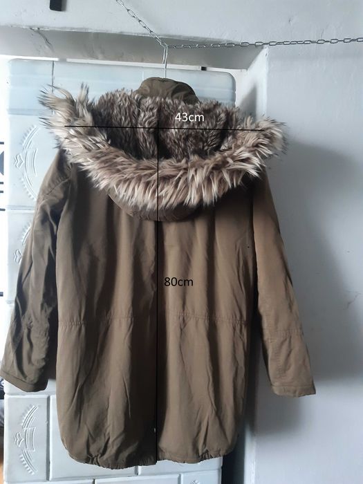 Parka z kapturem, zimowa, damska, khaki - Diverse - rozm.S