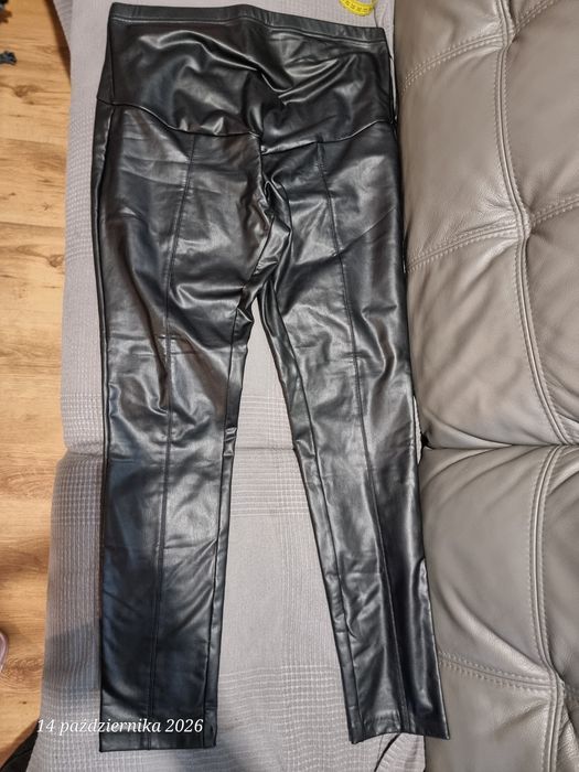 Spodnie legginsy ciążowe sztuczna skóra