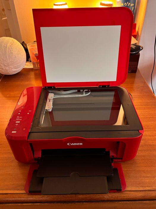 Canon PIXMA MG3650S wireless inkjet printer in a bold red finish.