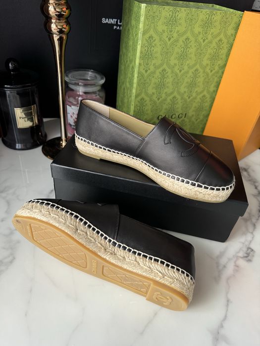 Espadryle Chanel black leather