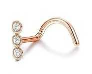 Kolczyk do nosa złoty trzy cyrkonie piercing