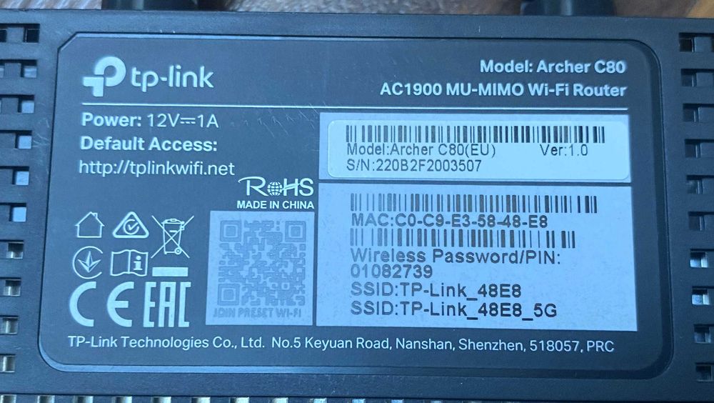 Router TP-Link Archer C80 (EU) Dual Band a/b/g/n/ac Mesh