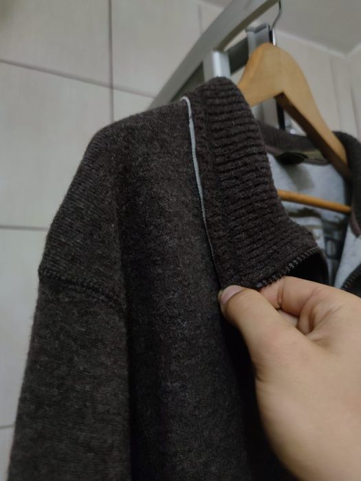 Sweter sweterek XXL męski brązowy kremowy Kejo wełniany wełna bluza ho