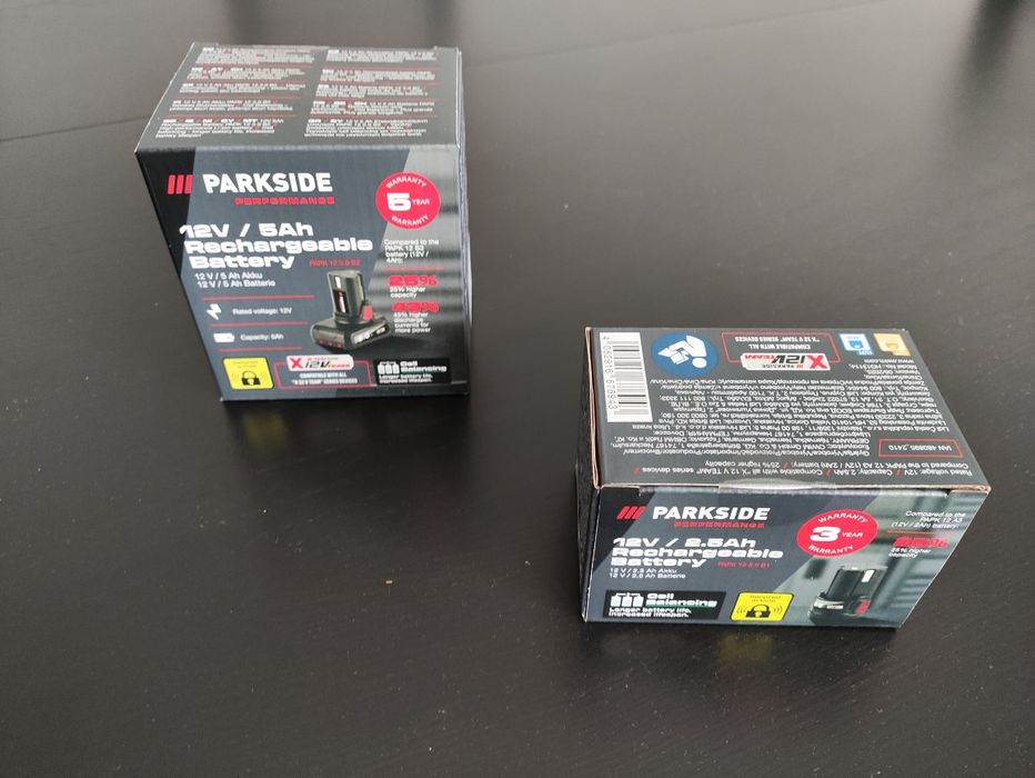 2 Akumulatory Parkside Performance Performance 12v 5Ah, 2,5Ah
