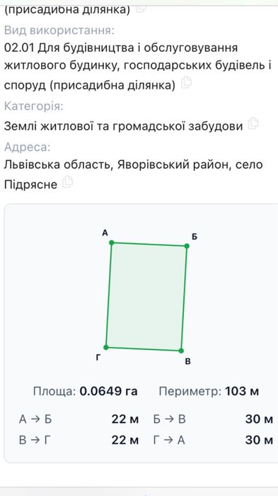 Продаж земельної ділянки під будівництво с. Підрясне (Львів)