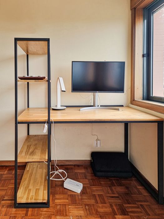 Secretária - estante em carvalho maciço e metal - Hiba - La Redoute