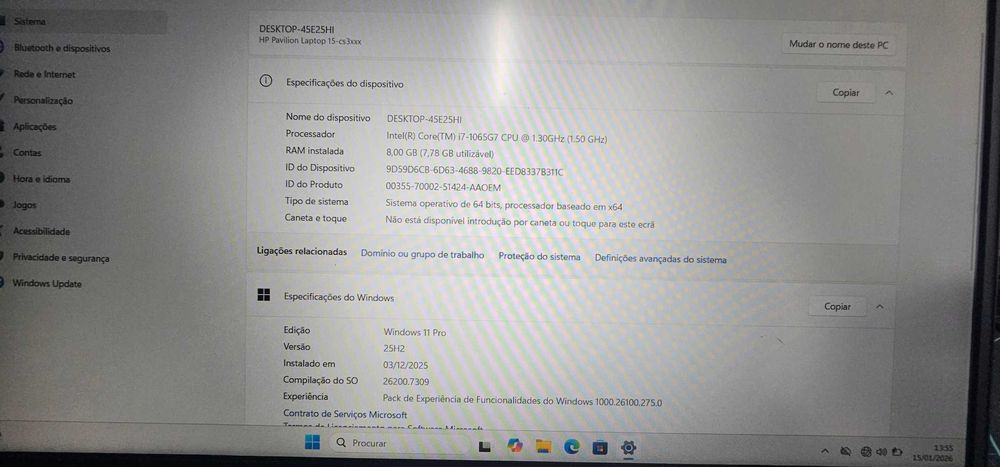 HP Pavilion 15 – i7 10ª Gen | SSD 512GB | NVIDIA | Windows 11 Pro