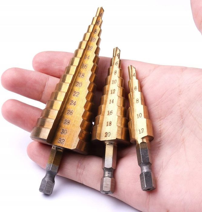 Wiertła stopniowe stożkowe do metalu zestaw  4-32mm