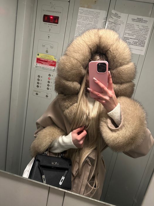 Пальто 2 в 1 , с натуральным мехом соболя