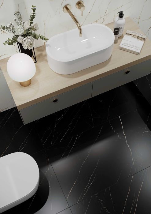 Gres 120x60 czarny marmur złota żyła PÓŁMAT | Satyna - SUPER CENA!!!