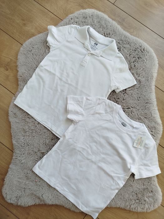 Dwa białe t-shirt H&M smyk 98/104