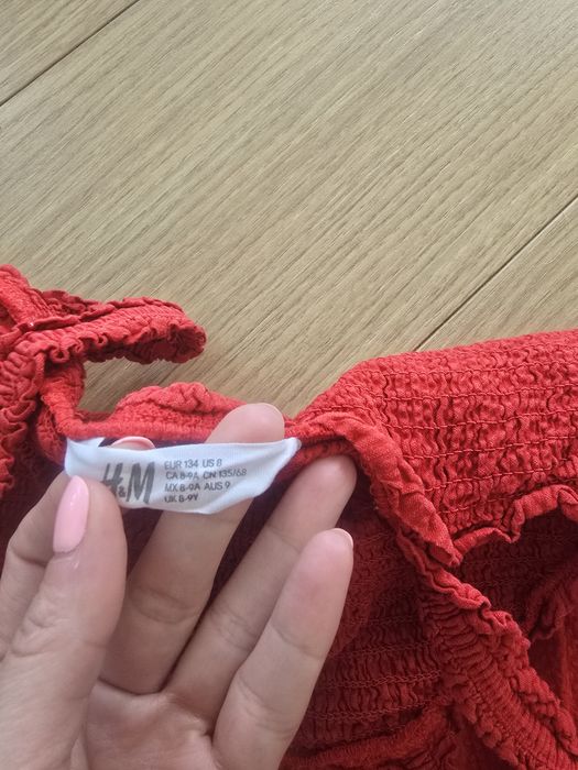 Czerwony kombinezon r. 134 h&m bawełna