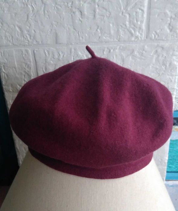 Женский берет Flora Super шерсть валяние 100% цвет марсала