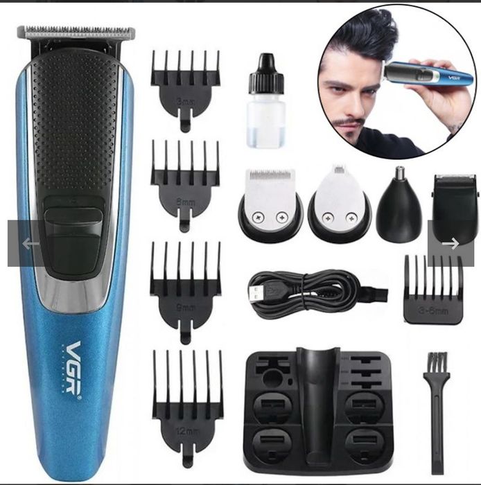 Машинка VGR 172 трімер волос 5в1 бритва для носа бороди триммер