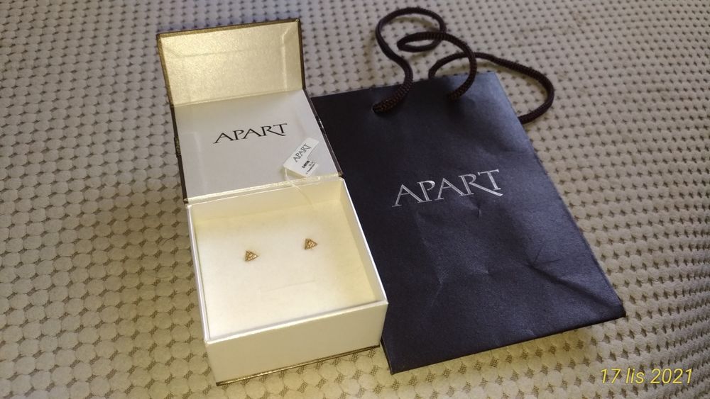 Złote kolczyki Apart trójkąty z cyrkoniami pr. 333