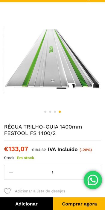 Réguas Trilho-Guia 1400mm FESTOOL FS 1400/2 para Serra