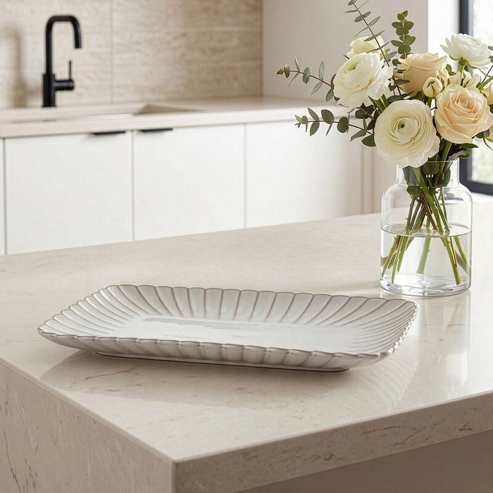 Patera ceramiczna 32x20x3 Avril 1 kremowa 04