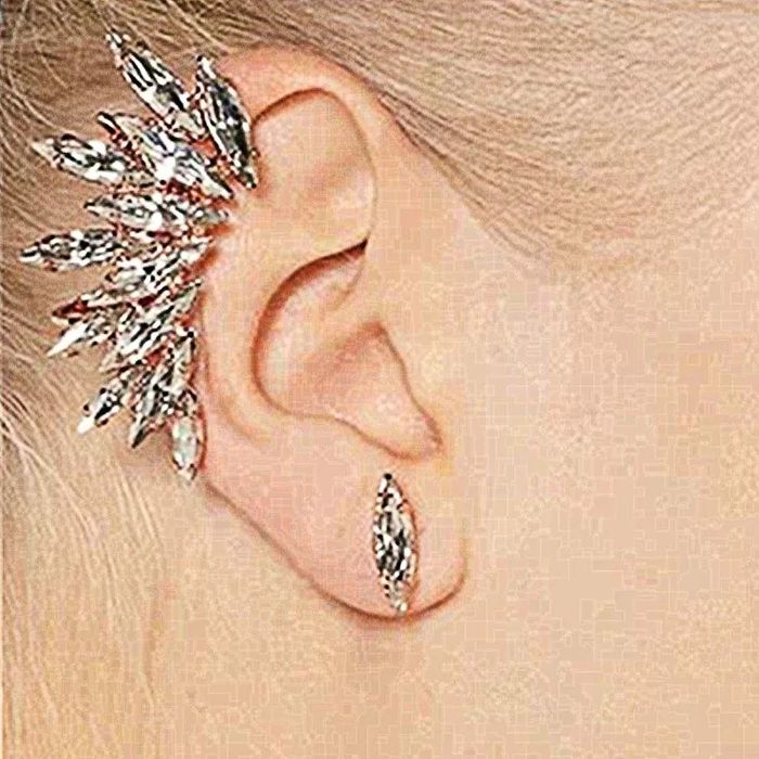 Элегантный кафф клипс на ухо кристаллы серьга Earcuff Клип каф серьги