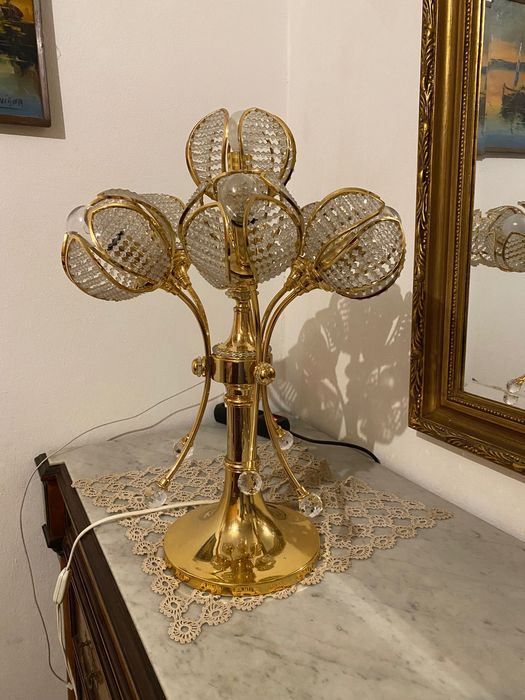 Majestoso Espelho Biselado Madeira Maciça Talha Dourada 1,22 mt Antigo