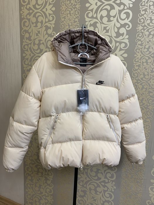 Укороченый Пуховик Nike Весна Зима Беж Капучино Женский. XS-XL