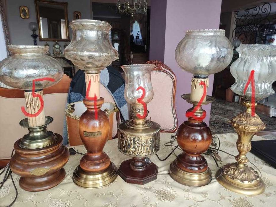 kolekcjonerska stara oryginalna lampa z kloszem