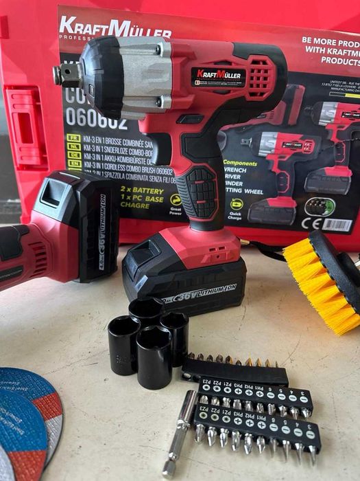 Conjunto rebarbadora + maquina de impacto + furadora