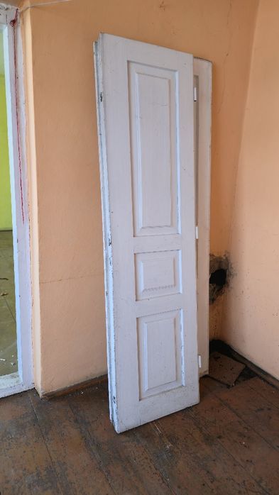 Drewniane drzwi dębowe podwójne – 2 pary, vintage, lata 50.