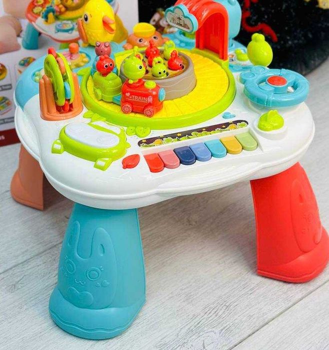 Дитячий інтерактивний столик (піаніно, кермо, гра "Нагодуй пташенят")