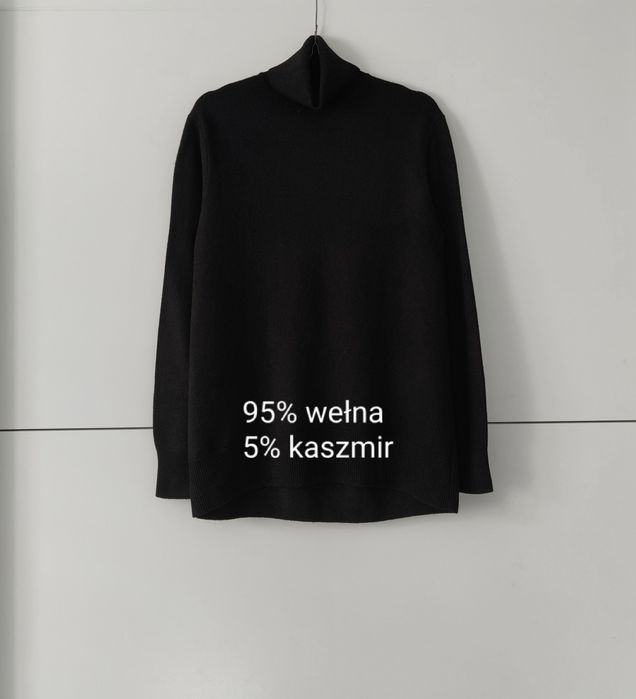 Golf Massimo dutti 34 XS czarny wełniany kaszmirowy klasyczny dzianinowy