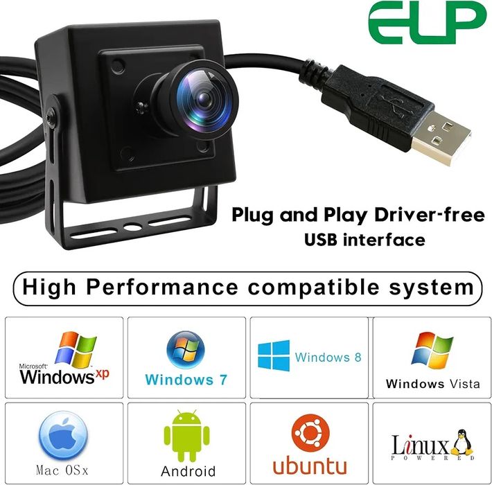 ELP 16MP ширококутна USB-камера для Raspberry Pi та комп'ютера - веб-камера 4K